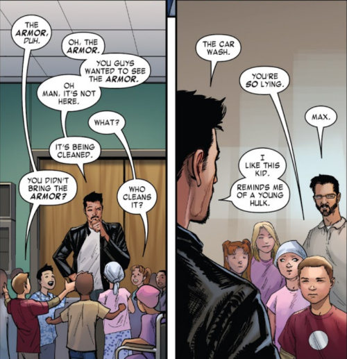 tony-stark-ing:Tony is so good with kids.Invincible Iron Man (2015) issue #4