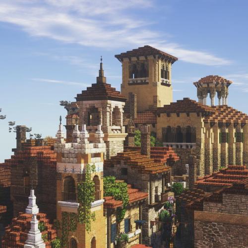 minecraftisthecoolest:Sun is shining in Eza today! Love this little project via /r/Minecraftbuilds b