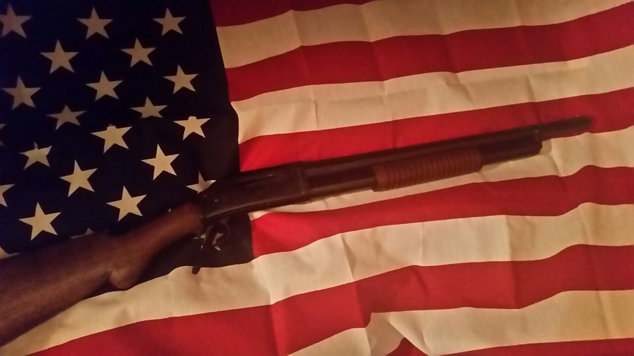 I got me one of those rapid fire, weapons of war, the Winchester 1897. The Germans