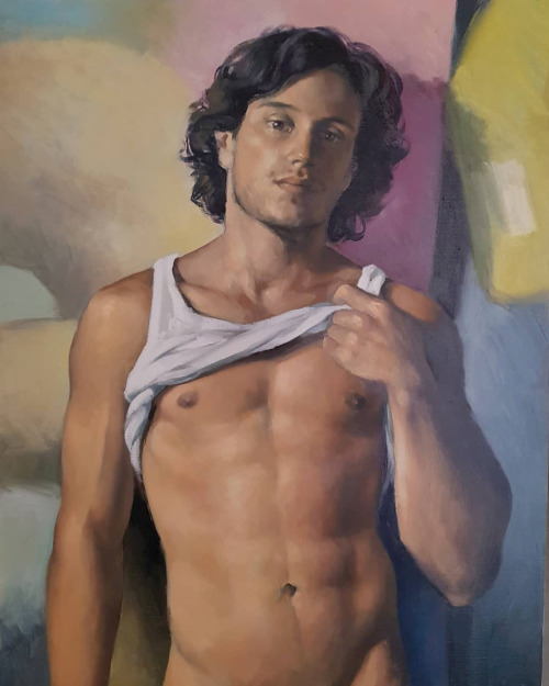 antonio-m:“Un chico Italiano” 2022, by Peter Churcher (1964–present). Australian painter. oil on canvas.