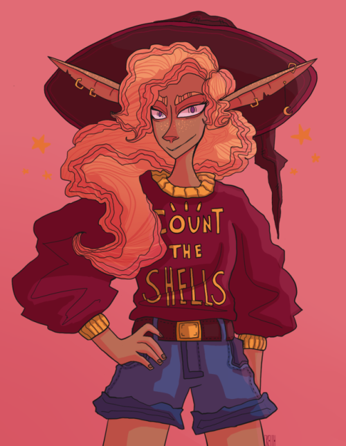 eastdarkpark:Lup!![image description: a drawing of Lup against a corally-pink background. She’