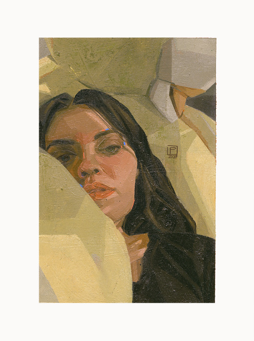 paulettejosatelier:  Persona I. Oil on gessoed Moleskine.  My first piece for a personal series of d