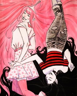 lukaswerneck:Princess Bubblegum &amp; Marceline #inktober #inktober2017 #ink #sketchbook #princessbubblegum #Marceline #adeventuretime #vampire #pink #draw #sketch