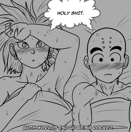 aceliousarts:  Iâ€™ve been meaning to do this prompt with Krillinx18 for quite awhile after seeing teamfourstarâ€™s DBZ Abridged Episode 51 were 18 says, â€œIf we get out of this, Iâ€™m going to rock his four foot world.â€Well, after the Cell Games,