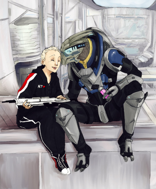 icaro13:Amelise and GarrusMy part of the trade with @princesscheesecake &lt;3Sorry for the backg