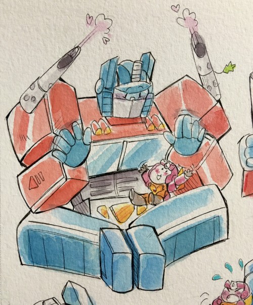 soothedcerberus:G1 Poptimus Prime and little Hot rod commission for @overlordraax I couldn’t b