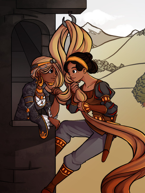 nolikereally:maire-annatari:artbycgunn:A re-imagining of Rapunzel.I used to dream of a genderswapped