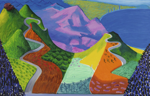 mauveflwrs:David Hockney Pacific Coast Highway And Santa Monica, 1990