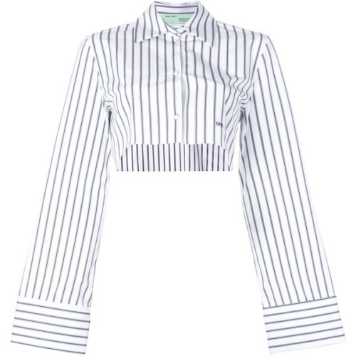 Off-White cropped striped shirt ❤ liked on Polyvore (see more white crop tops)