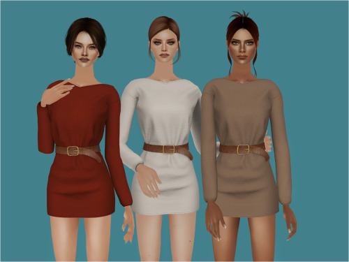  Belted V-Neck Dress to TS2! Original meshes&textures by @backtrack-cc and you can find them her