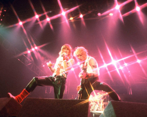 Def Leppard, Joe Elliott and Phil Collen onstage, ca. 1984©Phil Ochs