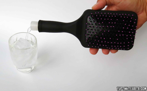 yup-that-exists:  Hairbrush Flask If you thought drinking out of a silver flask was discrete, wait till you try drinking out of this hairbrush flask. No one will think twice about checking a hairbrush for liquor, you’ll be able to easily sneak booze