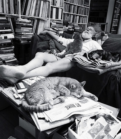 photojojo:Flavorwire put together a wonderful roundup of famous artists lounging around with their c