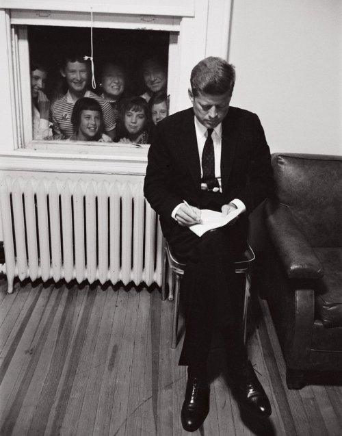 agelessphotography:Kennedy preparing a speech, Baltimore, Paul Schutzer, September 1960