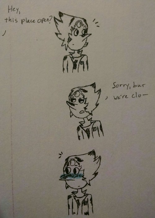 spoopypearl:  I forgot to post my inktober for yesterday oops  Inktober #3!  A quick little mechanic!Pearl comic ((which totally wasn’t what part of my fic was based on))