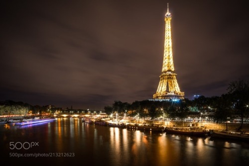 Night Seine with Eiffel by SLAZT