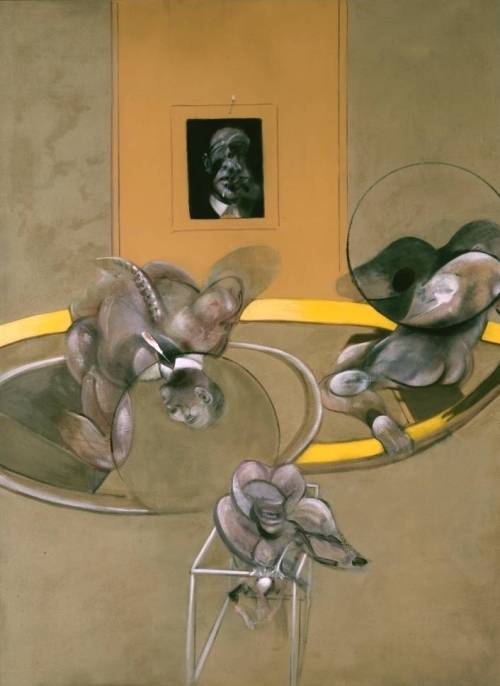 “Three Figures and Portrait”, 1975, Francis Bacon.