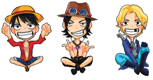 ONE PIECE CHIBIS… do i want to make stickers or charms hmmm or both???