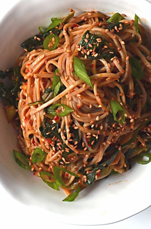 veganinspo:Korean Chili Garlic Soba Noodles