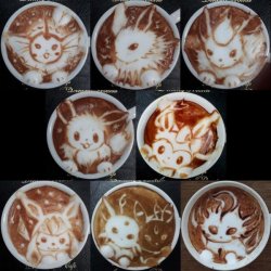 dorkly:  Eevee Evolutions Latte Art Caffeinate