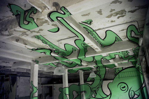 Giant anamorphic octopus by Mach505 @ Samo Art Gallery in Turin - Italy