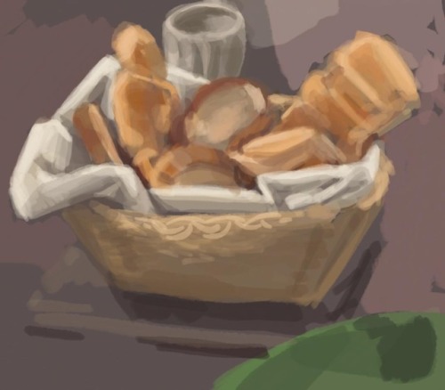 Le bread sketch during breakfast. I had to slap dad’s hand when he tried to take a bread from my mod