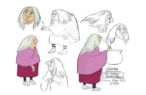 Model sheets for Hanna-Barbera’s 1973 animated series, The Addams Family. Pugsley, by the