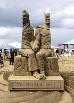 marvel1980s:  “My Better Half” - a sand sculpture by David Ducharme of Winlaw, B.C. and Marielle Heessels from Rijen, Netherlands at the Canadian Open Sandsculpting Competition in Parksville, B.C.  