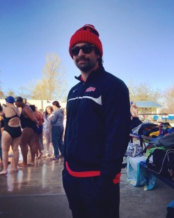 #coachzayd #firstmeet #seventiesshade #shades #beanie #raybans #swimguru #swimrenaissance #eastcounty #fullcircle #stachelife #starsky #throwback  (at Sullenberger Swim Center)