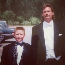 #waybackwednesday with my dad at his second wedding. We were both clearly thrilled. #wbw #hightopfade #mullet #hardstares