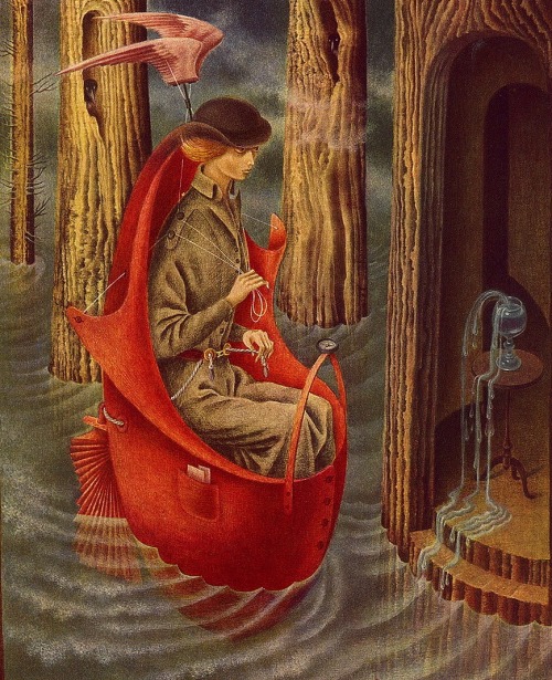 magictransistor:  Remedios Varo. Exploring River of the Source Orinonoco, Dead Leaves, Unexpected View, Creation with Astral Rays, Phenomenon, Creation of the Birds, Mimicry, The Call, The World, Alchemy or the Useless Science (top to bottom). 1940-1960.