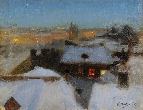 Winter Evening from  Söder, Stockholm   -  Georg Pauli Swedish, 1855-1935