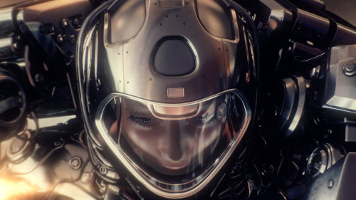 Woman astronaut in space suit by Vladislav Ociacia. (via Woman astronaut in space suit by Ociacia on