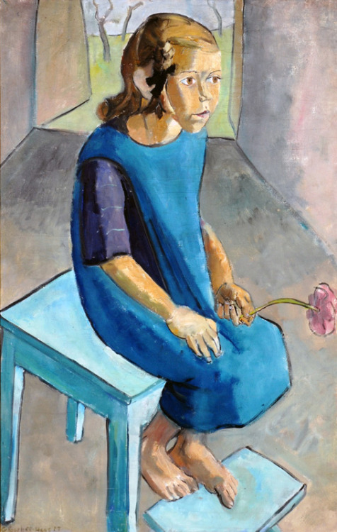 Gretel Haas-Gerber (German, 1903 - 1998)Mädchen auf Hocker (A girl sitting on a stool)