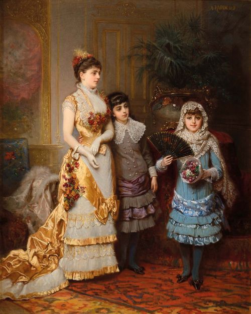 history-of-fashion:1870-1886 Auguste Hadamard - The Visit(Private collection)