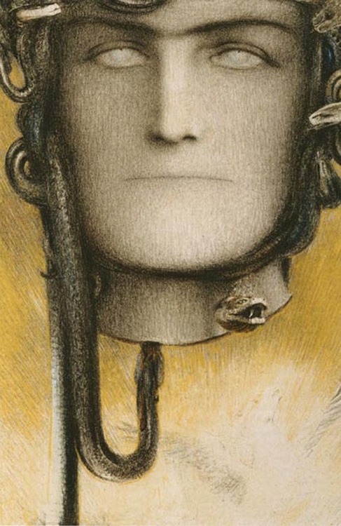 ymutate: Fernand Khnopff (1858-1921), The Blood of Medusa, 1898 Colored pencils on paper found 