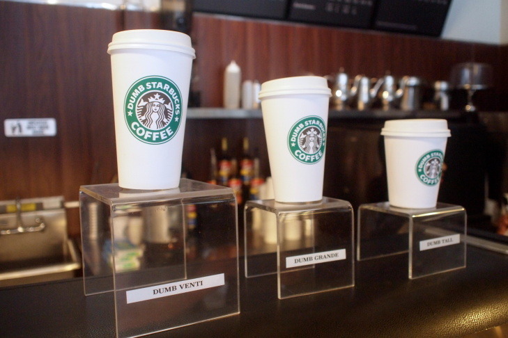 marionettejones:  johnnyis:  psykobomb:  This is a new coffee store named Dumb Starbucks