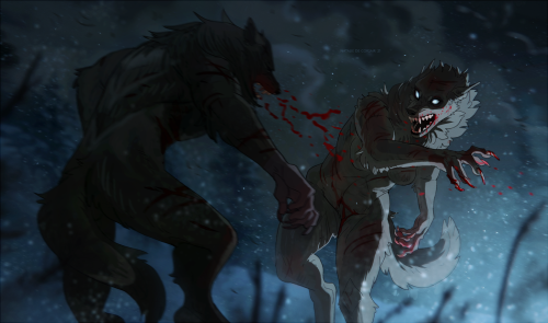 Creepy werewolves? Lady werewolves? Fighting winter werewolves? Yes, please. The first art is the fr