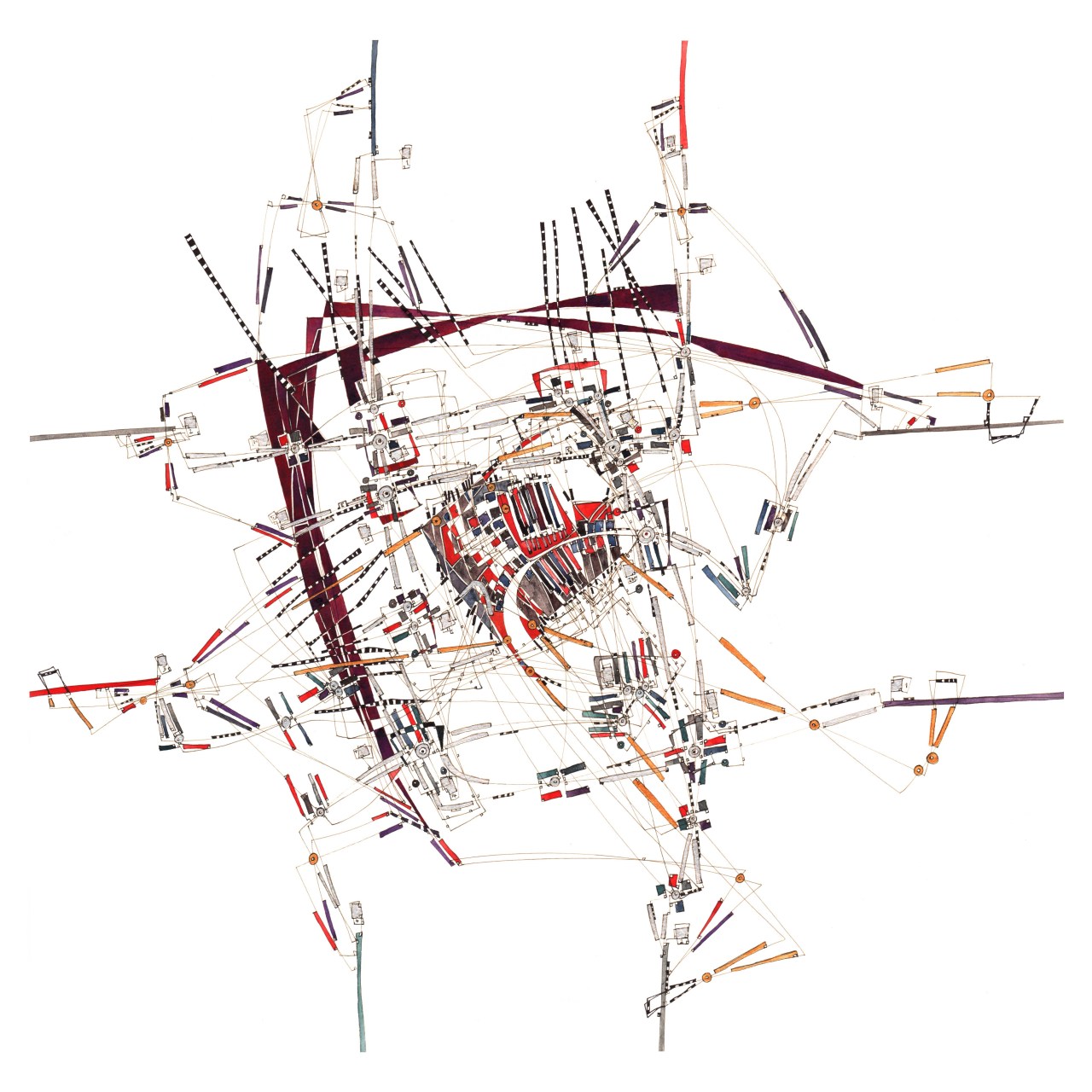 Quantification simple des connexions redondantes et mesure des infrastructures
Basic Quantification of Redundant Connections and Infrastructural Measures
Watercolor Paper 50x50cm_ Fabrice Clapiès_ 1996