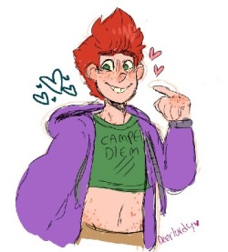 deerlordy-art:  David in a croptop drawn in drawpile makes a comeback Except this time it features Jasper’s hoodie