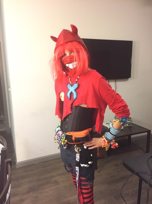 bestfeminthewest:  A little late, but here is one of my rave outfits from last weekend!  Expect a lewd set with more or less the same outfit.  (Definitely gonna reuse the wig for a Christmas set.)  Aren’t you already red haired? Isn’t the