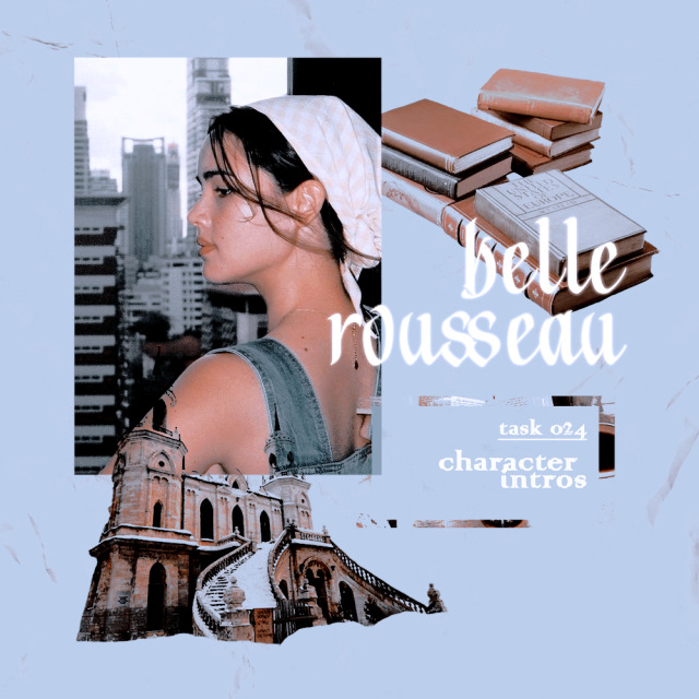 -ˋˏ ༻❁༺ ˎˊ- statisticsinspired  by  :  BELLE, of Beauty and the Beast added inspo ! SUZU NAITO/BELLE, of Ryū to Sobakasu no HimeELLIE CHU, of The Half of ItNANCY WHEELER, of Stranger ThingsANNABETH CHASE, of Percy Jacksonfull name. belle rousseau
faceclaim. urassaya sperbund
dob. july 16 1995
zodiac. cancer
occupation. casual library officerphysical description.thick, dark hair that reaches just below her shoulders5′5″wears business-casual or cottagecore, there’s no in betweenbirthplace. paris (france)
orientation. bi-romantic, demisexual.song. peace, by taylor swiftbut Im a fire, and ill keep your brittle heart warm
if your cascade ocean wave blues come
all these people think loves for show
but I would die for you in secret
the devils in the details, but you got a friend in me
would it be enough if I could never give you peace?film. you’ve got mail (1997)
education. high school diploma + diploma of library services
temperament. sanguine
mbti. INFP
alignment. neutral good
abilities. N/A (except maybe putting hot-tempered people in their place hehe)
hogwarts house. ravenclaw
emoji.  ( 💙📖🌹🤔😒✌️👏🥳 )( some of the information below is taken from the history of belle in her original introductions post. pls think of that that as her concrete introduction, revealing her past and her intentions before she officially entered elias )present !!belle came to elias with a billion questions in her mind: would she be tied forevermore to Adam and his story? would she be able to be her own person, and did she even know who that was anymore? and where was the enchantress?so far, she has been able to balance her search for the enchantress while also living her new life in the city: she has been playing d&d with an npc group of charactersshe has begun work as a casual library officer at the elias public library (working average 3 days a week)she volunteers to as many community events as possiblepast !!the rousseau family moved into the town of villeneuve from paris when belle was 7 years old. her mother had died in paris and her father, heartbroken, moved them to a small town that was in need of a mechanic (not for cars, mind you, but for stoves and other household items). they bought a little cottage on the edge of town, with enough space for a garden and a garage for his inventions. when the townsfolk realised how peculiar he was, they stopped calling on him almost immediately. but the rousseaus were there to stay.villeneuve had one little library that had only 2 bookshelves and a magazine rack. by the time she was 10 years old, she had read (or tried to read) everything in the catalogue, and then one day, the librarian installed the town’s first public computer. here, belle was able to find answers to anything her heart desired (between the hours of 10am-3pm on weekdays!).technology came slow to their little town, and while people adapted to mobile phones and laptops and the internet, they still preferred to focus on the goings-on in each other’s lives. this was a town where the roads were still kinder to the horse and cart, than to cars.belle and her father lived low-income, only having enough to just scrape by. she was happy with her books, and her notebooks filled with her imaginations, and of course, the library computer. these were the escapes she relied on, as well as the monthly library donation from adjoining towns and the city. she loved to consume new stories and media as they came along, but none had intrigued her as much as a ‘dungeons and dragons adventure book’.belle and d&d !!as a young child and teenager, if she couldn’t yet go on her own adventure, she would create and live out one on a table. d&d seemed more alive than simply writing down her story ideas.but alas, there was no one she could play with in her town (aside from her father).ever headstrong and defiant, when she was 17 years old, she made a couple of posters and hung them up around town, advertising a campaign she wanted to start, asking for players to join. When the day came, several peers showed up — but they were either people who wanted to make fun of her, or people who wanted time alone with her. disgusted, she snapped her adventure book closed, gathered her dice, and marched out of the school hall she’d hired for the day.belle growing up !!she was beautiful as she was smart and defiant. the only other interaction she had with her peers, other than avoiding their gossip and also the boys’ attention, was helping them with assignments at school. it wasn’t really tutoring so much as assessing their essays and homework before submission. but this was short lived; while she offered helpful constructive criticism, her peers did not like being criticised.she also created more posters to spread knowledge about the events of the world around them, and provide a fact-check against the misinformation around town about all sorts of topics.as she grew older, dnd slowly moved to the back of her mind. her energy became more focussed on taking care of her father, of living through the day without a suitor trying to catch her attention.her days were filled with daily chores and quiet reading, until she went and studied online for a diploma in library services.she almost didn’t pursue her studies — her father had insisted on paying, but she refused, knowing that they simply couldn’t afford it.instead, the town librarian (who had known belle since she was 7 years old), offered to pay for the diploma. belle refused adamantly, and she got into a lengthy discussion with the librarian that ultimately ended in her accepting his gift.to this day, she still intends to pay him back.belle finished her diploma a few weeks before her father disappeared.she was meant to head to the graduation the day after her father returned from the fair. it was meant to be her first trip out of villeneuve since moving but when he didn’t come back … the rest was history.belle had always wanted an adventure, to best a villain, to save someone she loved. but coming into the castle and getting to know the residents and adam had changed her mind completely. having seen the world in stark black and white before, she now saw the greys. adam and the castle had turned her entire world upside down, and while at first it seemed like it was for the worst, she can now see it was really for the better.future !! ( EXTERNAL )what is belle looking for?the enchantressmore information about magicmore friends to play d&d with!friends that accept her for who she is, who are openminded and not judgmental, who share her values. she will not tolerate bigots or meanspirited people.( INTERNAL )she’s also looking for her place in the world after finishing her quest to save adam from his curseshe’s looking for clarity and stability. the lack of these two is a great cause for worry and angst in belle, as she longs for a never-ending adventure but the reality of living day-to-day weighs in her chest. taken connectionsadam. the only person she truly knows in elias, and that’s saying a lot. she will always defend him, but will also always put him in his place when needed. she cares for him a lot, and knows that there’s something more to him than he projects. she lives in the same house as him, they’re currently more like familiar housemates at this time. ( she feels safe around him, and always feels more stable and secure when she comes back to their shared home after a long day )ella. they both started work at the same time, and she loves spending time with her. she loves ella’s sense of humour and ella never fails to make her laugh. they’re an energetic pair and belle feels like she can truly be wild and have fun with her ( she was so nervous about starting work but meeting ella made her feel less so )howl. howl is the person she visits every week. she’s asked him to keep an eye out for any new magic-users. she wants to tell him the truth one day but feels she should ask adam first before sharing the story of the curse. ( she also finds howl fascinating and wishes she could learn more about magic from him )aurora. she thinks rora is the sweetest person she knows, especially since she lets her ramble about d&d! they’re an ever-curious pair of friends and she feels a warm comfort around rora. ( she’s also so relieved to finally be making friends with girls. all the girls in villeneuve avoided belle, and rora is one of her first, true friends. she is so grateful to know her ).leia. they met at a fundraiser and belle was immediately impressed with leia’s formidable yet kind demeanour. she knew she wanted to befriend her immediately and admires her a lot. ( she sometimes feels she annoys leia by asking to speak with her too much, but belle can’t help herself sometimes, so she at least tries to make it worth her while ).barley.  you know how in the ‘little town’ song belle goes to the bookshop and the owner is like ‘finished already ??’. that’s barley and belle, but in the comic book shop. belle was way too excited to finally meet someone who’s as crazy for d&d as she is. ( SHE FINDS HIM REALLY COOL but is always trying to keep her cool )wanted connections (these plots can also come from currently taken/planned connections!)negative   —   along the lines of frenemy/enemyneutral   —   starts off neutral, can go either pos or negpositive  —   friendly, romantic, platonic, anything!—    —    —  specific plots .neutral. someone who develops a crush on belle. she finds her ‘so-called beauty’ incredibly uncomfortable and has always found crushes on her strange because usually they are from people she hardly knows and the feelings are shallow.if it’s someone she does know very well, that could be an interesting discussion.positive. someone who introduces belle to LARPing !!!neutral. someone who helps belle acknowledge that she’s so close to burning out. this can happen after her burn-out or not. neutral. similar to the burn-out plot, someone who catches belle when she’s already burnt out. she usually disconnects and disappears from everyone she knows when she feels overwhelmed and burnt out. someone pls find her.( i’m currently avoiding romantic plots with belle as so far she has not given me vibes that she wants romance - 29/5/2022 )—    —    —  general connections .positive. casual friends to go to trivia nights with, have tea, go book-huntingpositive. someone who knows the forest well who can walk with belle and show her things !! teach her things !!negative. someone who rubs belle the wrong way, someone she butts heads with. #walt.intro  #for the taken connections  #i only did the ones that already have threads with her ><  #like established connections  #pls let me know if i missed anyone!!  #god this got long  #about.
