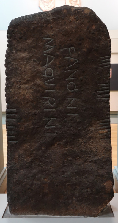 Standing Stone with Latin and Ogham inscriptions, 4th century CE, Devon, British Museum, 2.8.17. The