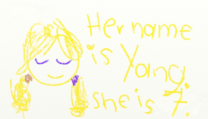 capedinred:  //Testing crayon brush! Ruby had to write about a family member in school!