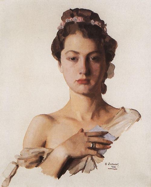 konstantin-somov:Portrait of Alexandra Levchenko, 1934, Konstantin Somov