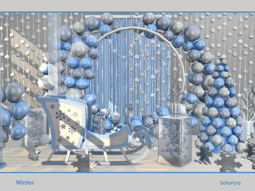 soloriya:***Winter*** Sims 4. Inludes 11 objects, has 2 color palettes. Items in the set: sledge (ta