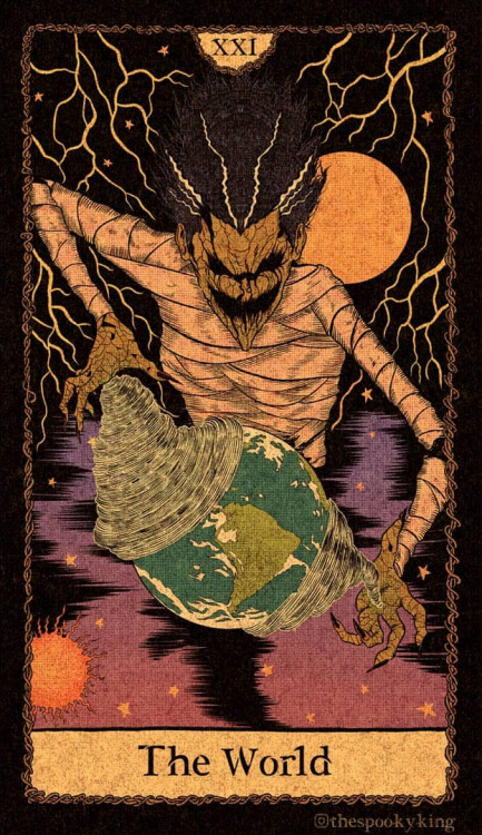 comparativetarot: The World. Art by Ryan Caskey, from The Spooky Tarot.