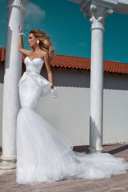 tullediaries:Julie Vino 2014 Wedding DressesThe inspiration for Vino’s 2014 bridal collection comes 