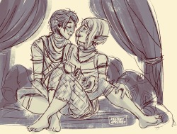 destinyapostasy:  sketchy art trade with @schrodanger and some very gay elves &lt;3 