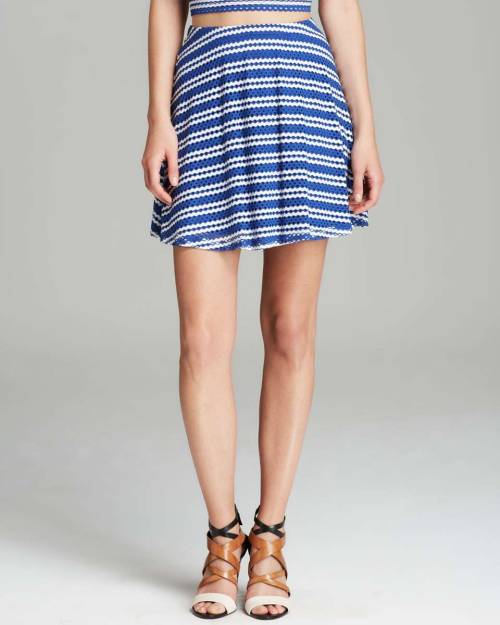 AQUA Skirt - Flippy Stripe Knit Eyelet